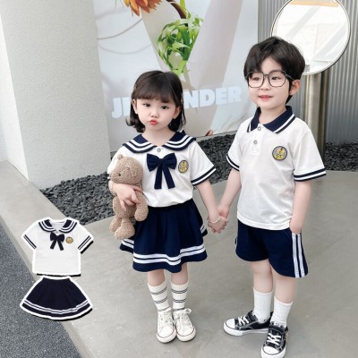 <!--幼儿园园服套装夏季韩版童装短袖儿童polo衫小学生校服英伦风班服-->