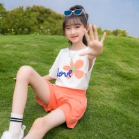 1124#纯棉女童夏套装2024新款中大童洋气时髦儿童装10岁女孩网红